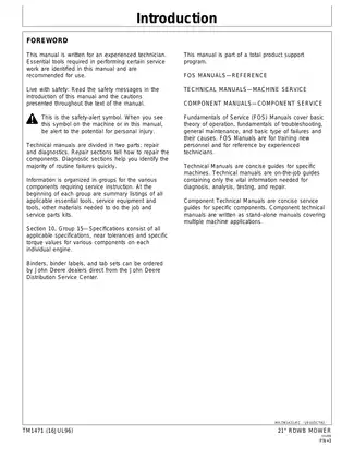 John Deere 21-Inch Rear-Discharge Walk-Behind Mower Service Manual TM1471 Preview image 2