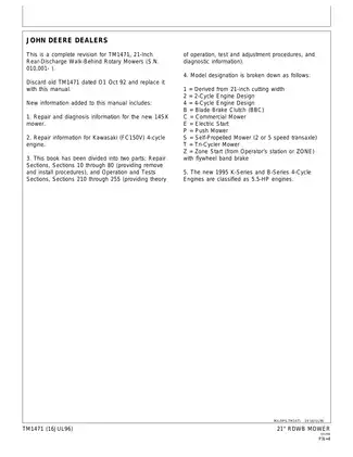 John Deere 12PB, 12PC, 12SB 14PB, 14PT, 14PZ, 14SB, 14SC/14SX, 14SE, 14ST 14SZ 21 Inch RDWB Walk-Behind Mower technical manual Preview image 3