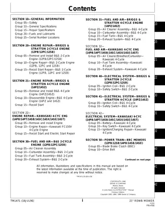 John Deere 12PB, 12PC, 12SB 14PB, 14PT, 14PZ, 14SB, 14SC/14SX, 14SE, 14ST 14SZ 21 Inch RDWB Walk-Behind Mower technical manual Preview image 5