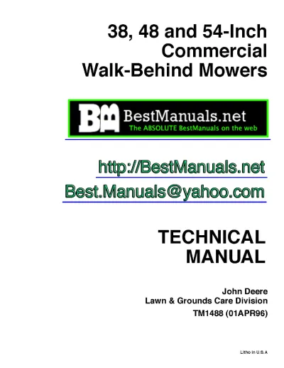 John Deere 38, 48 and 54-Inch Walk-Behind Mower Technical Manual (TM1488) – preview page 1