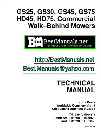 John Deere Walk-Behind Mowers Technical Manual