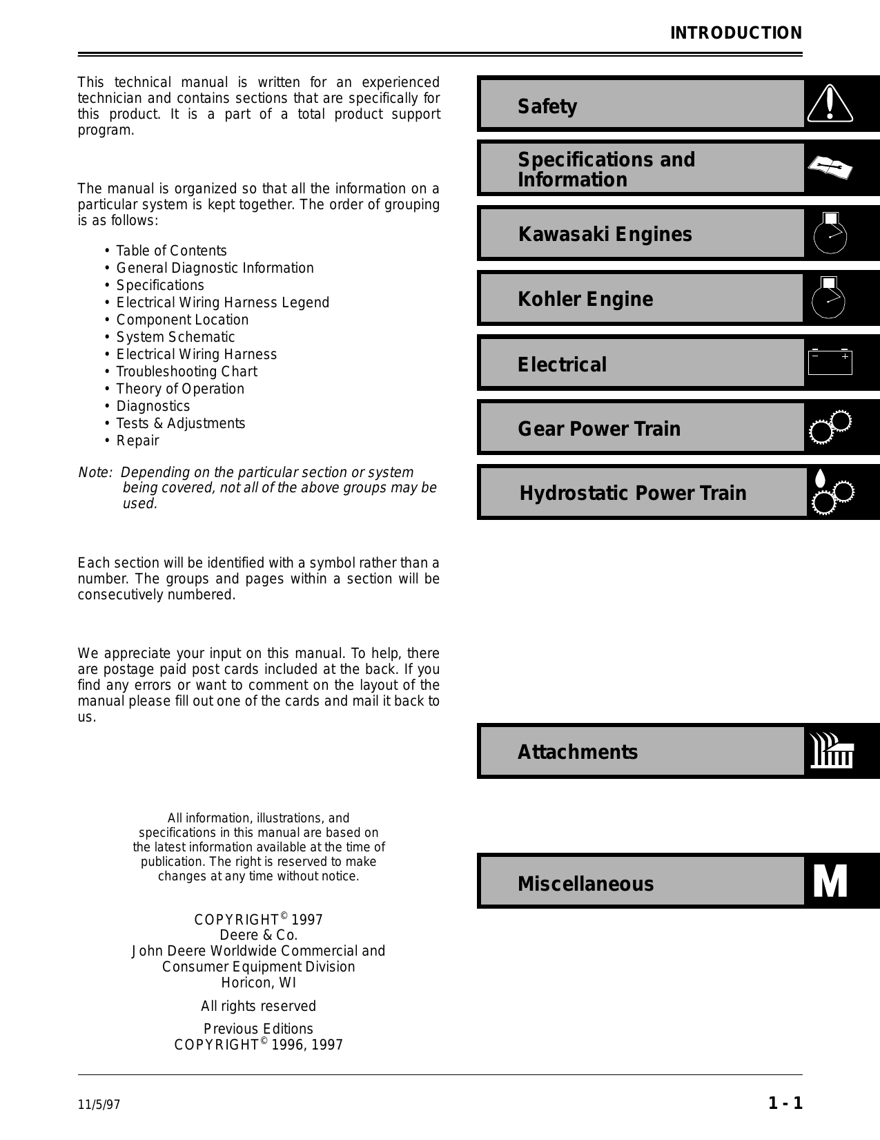 John Deere GS25, GS30, GS45, GS75, HD45, HD75 Walk Behind Mower technical manual Preview image 3