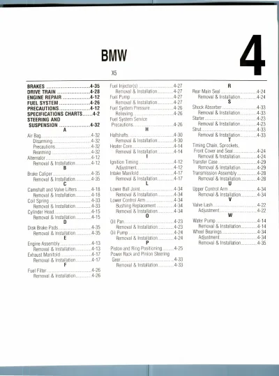 Preview: 2000–2004 BMW X5 Service Manual (P/N 863-8.65)