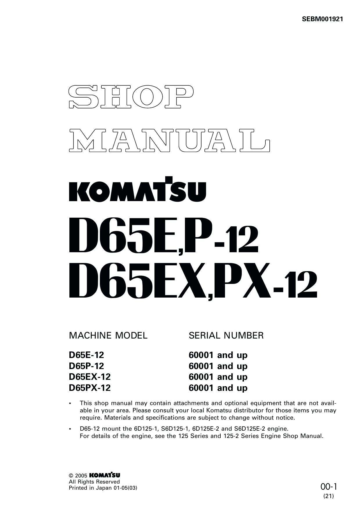 Komatsu D65E-12, D65P-12, D65EX-12 D65PX-12 bulldozer shop manual Preview image 6