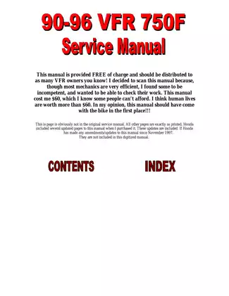 Honda VFR750F Service Manual (1990-1993) - Essential Maintenance and Repair Guide Preview image 1