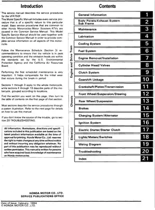 1990-1996 Honda VFR750F service manual Preview image 4