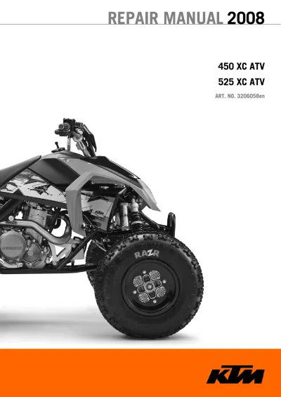 2008 KTM 450 XC / 525 XC ATV Repair Manual (P/N 3206058en)