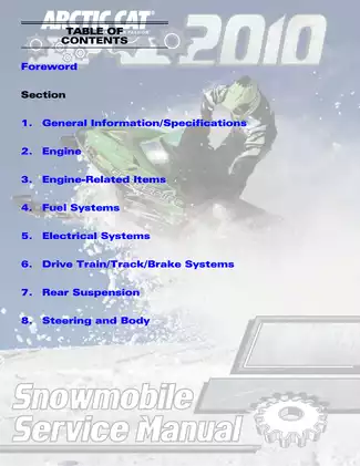 2010 Arctic Cat snowmobile all models service manual Preview image 1