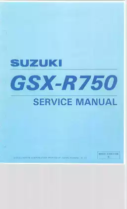 Comprehensive Service Manual for Suzuki GSX-R750 Motorcycles (1996 Model) Preview image 2