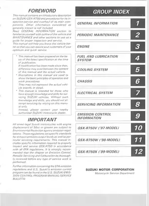 Comprehensive Service Manual for Suzuki GSX-R750 Motorcycles (1996 Model) Preview image 3