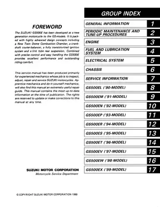 Suzuki GS500E Comprehensive Service Manual (1990-1999) Preview image 2