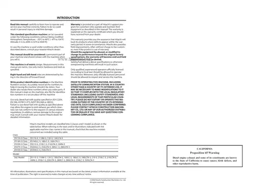 Hitachi Zaxis ZX120-3, ZX180-3, ZX200-3, ZX270-3, ZX330-3 hydraulic excavator operator´s manual Preview image 2