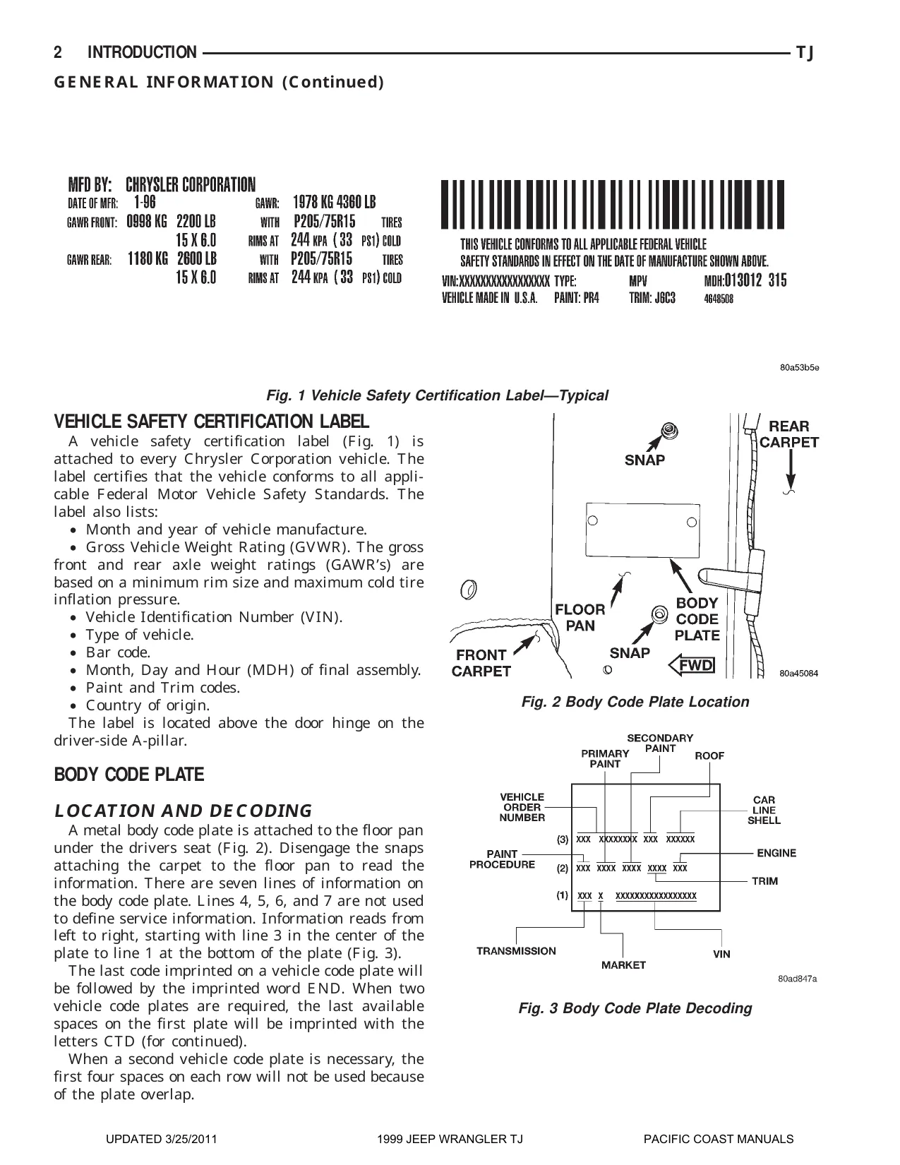 1999 Jeep Wrangler TJ Sport, SE Sahara SUV repair manual Preview image 4