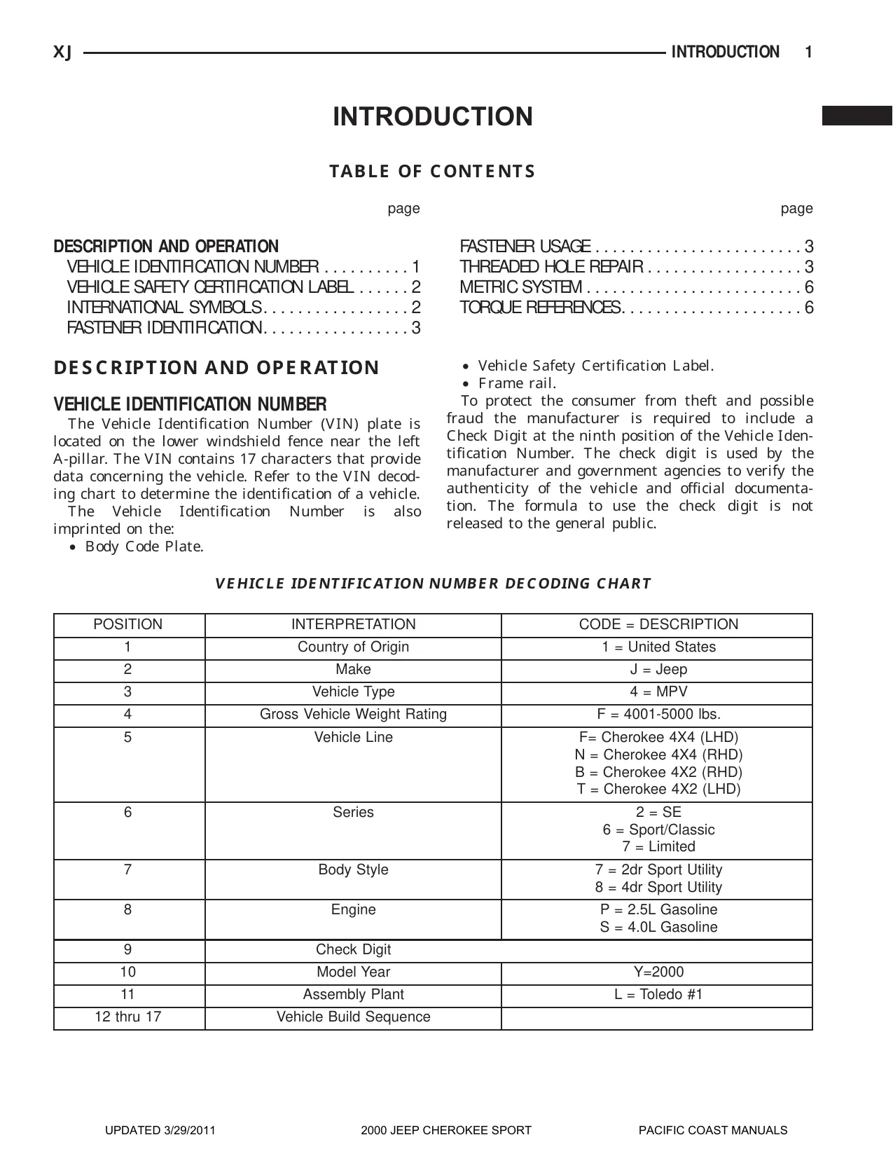 2000 Jeep Cherokee Sport Workshop Repair & Service Manual Preview image 3