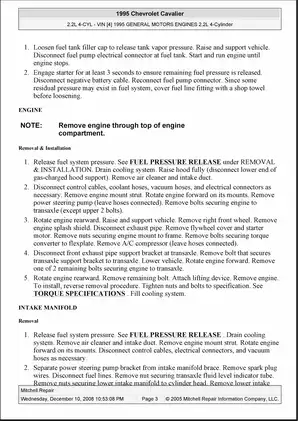 1995-2005 Chevrolet Cavalier Z22, Z24 repair manual Preview image 3