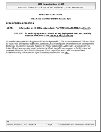 1998-2005 Mercedes ML 320 repair manual