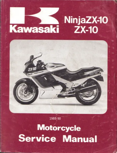Preview: 1988–1990 Kawasaki Ninja ZX-10 Factory Service Manual (P/N 99924-1098–02)