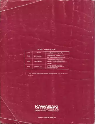 Comprehensive Service Manual for Kawasaki Ninja ZX-10 Motorcycles (1988) Preview image 2