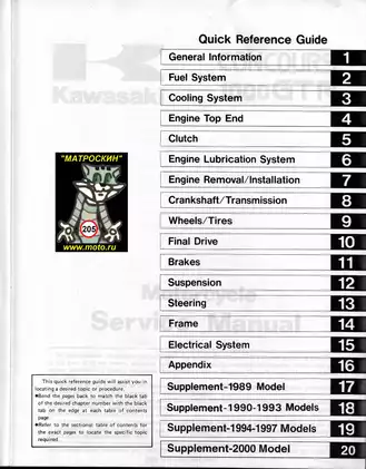 1986-2000 Kawasaki GTR1000 Concours motorcycle service manual Preview image 2