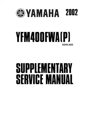 2000-2005 Yamaha Kodiak YFM400 ATV service manual