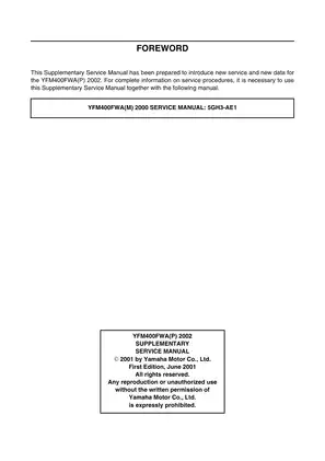 2000-2005 Yamaha Kodiak YFM400 ATV service manual Preview image 3