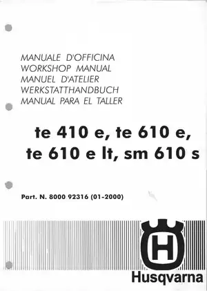 Husqvarna Workshop Manual for TE 410, TE 610 and SM 610 Models (1998-2000)