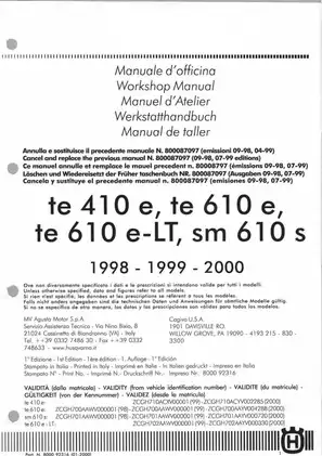 Husqvarna Workshop Manual for TE 410, TE 610 and SM 610 Models (1998-2000) Preview image 2