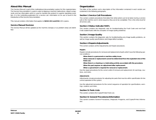 Xerox WCP C3545 Family Service Documentation Manual Preview image 5
