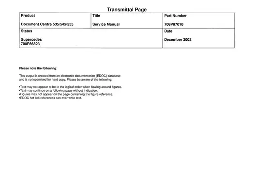 Xerox Document Centre 535, 545, 555 multifunction printer service guide Preview image 1