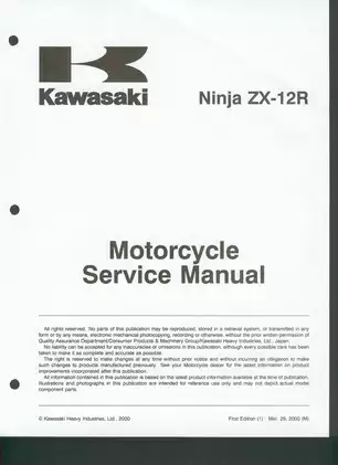 Kawasaki Ninja ZX-12R Motorcycle Service Manual (2000) - Comprehensive Guide Preview image 2