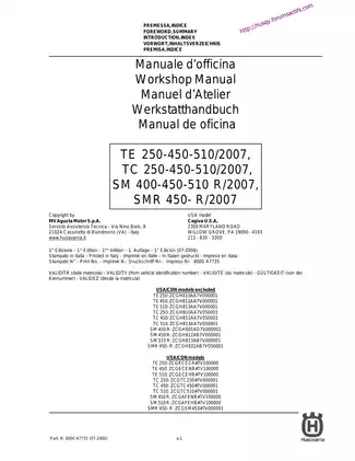 Husqvarna TE 250-510 & SMR 450-510 Workshop Manual (2006 Edition) Preview image 3