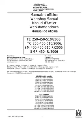 Husqvarna TE 250-510 Workshop Manual (2006) Preview image 3