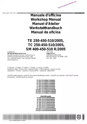 MV Agusta TE, TC & SM Series Motorcycle Workshop Manual (2005) Preview image 3