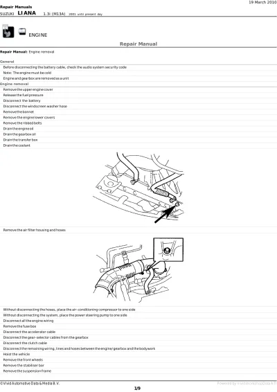 Preview: 2002–2007 Suzuki Aerio Repair Manual (P/N 99011-79360)