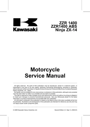 2006-2009 Kawasaki Ninja ZZR1400 ABS, ZX14 motorcycle service manual Preview image 5
