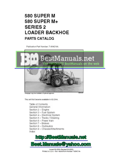 Preview: 2004–2005 Case 580 SUPER M & 580 SUPER M+ Series 2 Loader Backhoe Parts Catalog (P/N 7-9042 NA, 2005)
