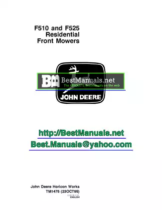 John Deere F510 & F525 Front Mowers Service Manual (TM1475) 1995 Edition