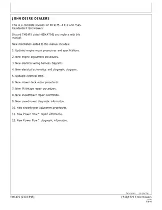 John Deere F510 & F525 Front Mowers Service Manual (TM1475) 1995 Edition Preview image 4