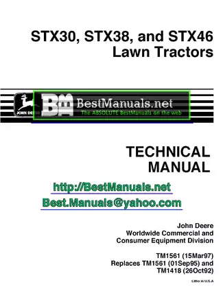 John Deere STX30, STX38, STX46 lawn tractor service technical manual