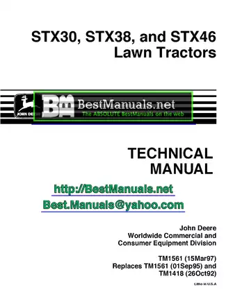 John Deere STX30, STX38, STX46 Lawn Tractor Technical Manual (TM1561) Preview image 1