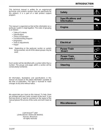 John Deere STX30, STX38, STX46 Lawn Tractor Technical Manual (TM1561) Preview image 3