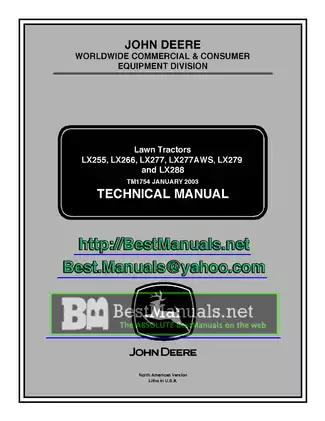 John Deere Lawn Tractors Technical Manual TM1754 - Detailed Service Guide