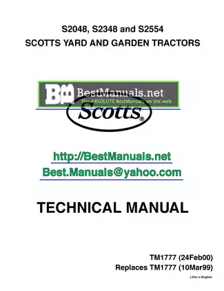 Scotts S2048, S2348, S2554 yard and garden tractor service technical manual Preview image 1