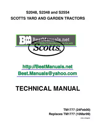 John Deere Scotts Yard and Garden Tractors Technical Manual TM1777