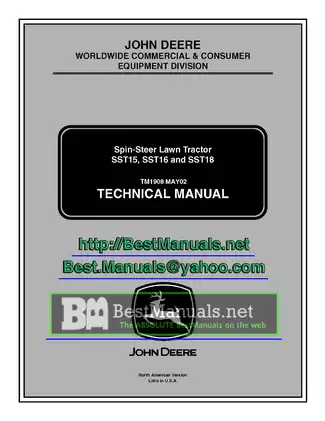 John Deere SST15, SST16, SST18 residential zero-turn riding lawn mower technical manual Preview image 1
