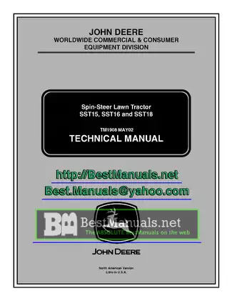 John Deere SST15, SST16 and SST18 Spin-Steer Lawn Tractor Technical Manual