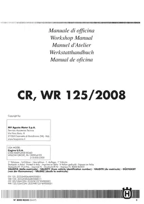 MV Agusta CR/WR 125 Workshop Manual - Comprehensive Service Guide Preview image 3