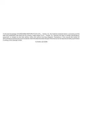 Husqvarna Motorcycle Workshop Manual - TE, TC, TXC, SMR Models (2008) Preview image 2