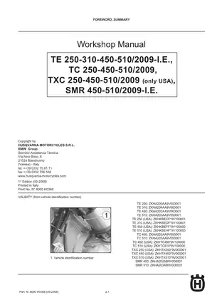 Husqvarna Workshop Manual for 2009 Models - TE, TC, TXC, SMR Preview image 3