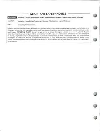 Honda FourTrax Recon TRX250 Service Manual (1997-2001) Preview image 2
